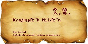Krajnyák Milán névjegykártya